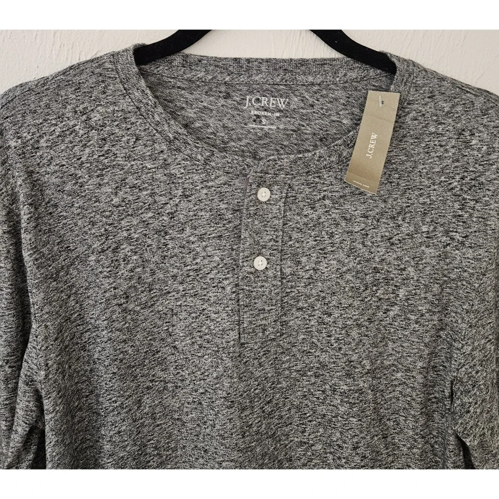 J. Crew Men's Long Sleeve Henley in Heather Gray